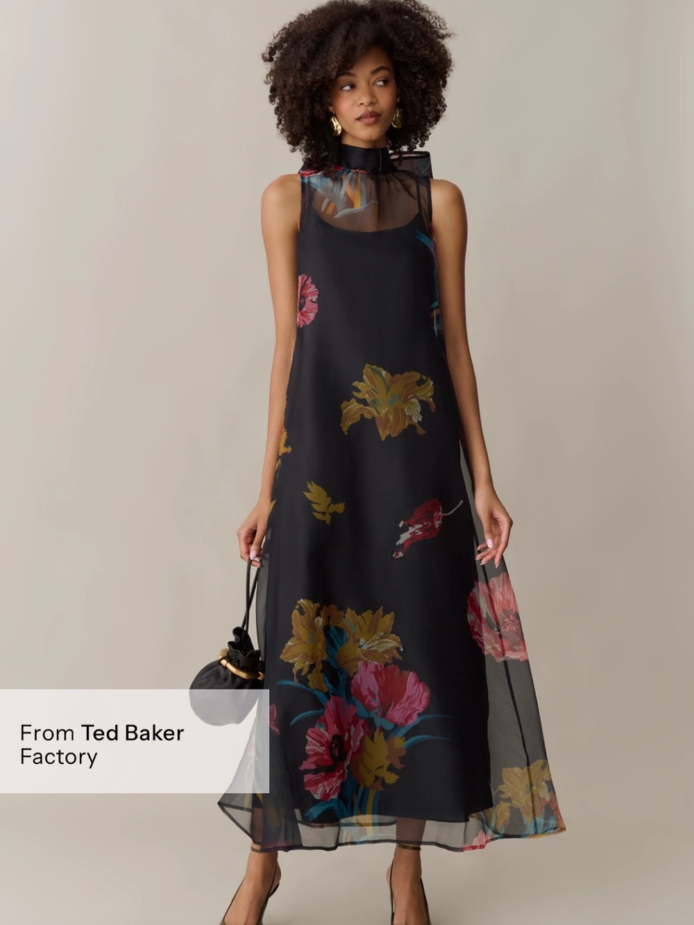 Caara Alette Dress Organza Maxi Back Bow in Tulip Garden Size Small NEW